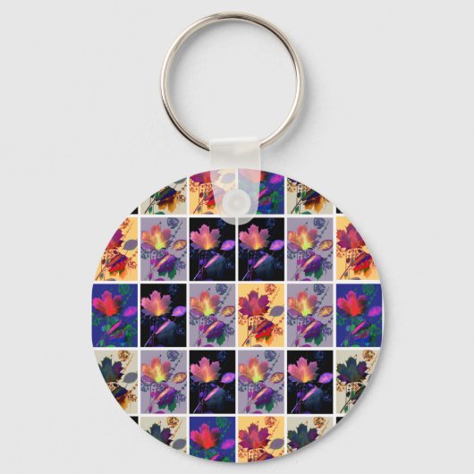 Herbstlaub Rustikale Patchwork-Quilt-Collage Schlüsselanhänger (Vorderseite)