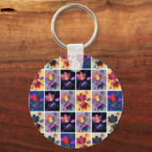 Herbstlaub Rustikale Patchwork-Quilt-Collage Schlüsselanhänger (Vorderseite)