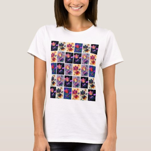 Herbstlaub Rustikale Patchwork-Quilt-Collage T-Shirt (Vorderseite)