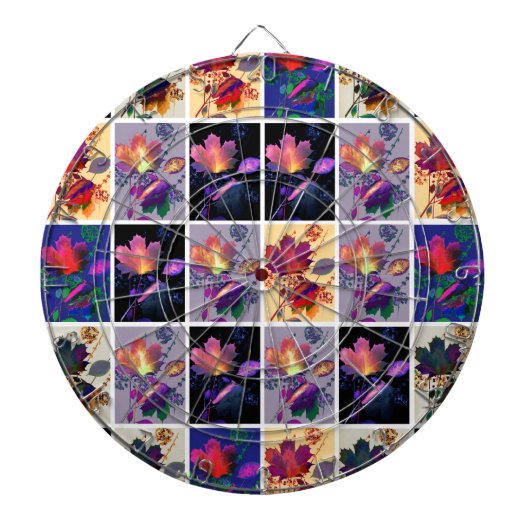 Herbstlaub Rustikales Patchwork-Quilt Collage Dartscheibe (vorne)