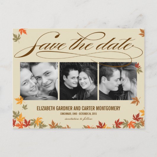 Herbstlaub Save The Date Karte (Vorderseite)