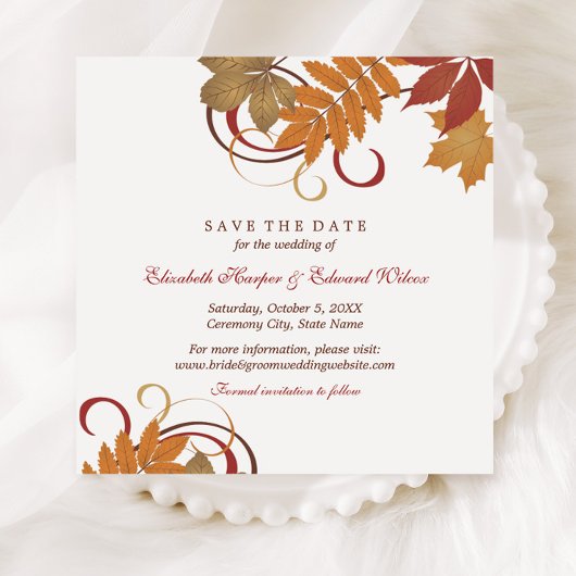 Herbstlaub Scrolling Herbsthochzeit Save The Date