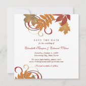 Herbstlaub Scrolling Herbsthochzeit Save The Date (Vorderseite)