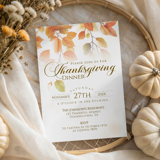 Herbstlaub Skript Rustikales Erntedank Dinner Einladung