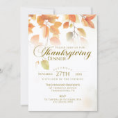 Herbstlaub Skript Rustikales Erntedank Dinner Einladung (Vorderseite)