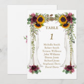 Herbstlaub-Sonnenblumen-Hochzeitstisch-Nummer Einladung (Vorne/Hinten)
