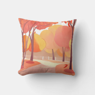 Herbstlaub Spaziergang   Abstrakte Aquarellmalerei Kissen