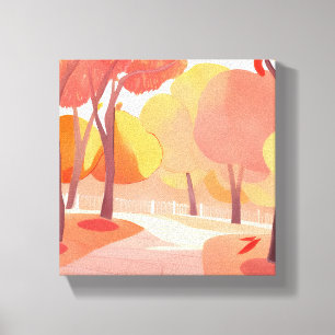 Herbstlaub Spaziergang   Abstrakte Aquarellmalerei Leinwanddruck
