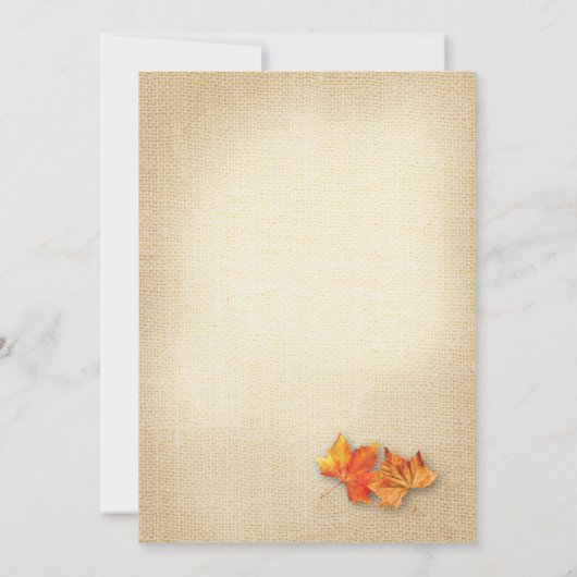 Herbstlaub String Lights Burlap Engagement Party Einladung (Rückseite)