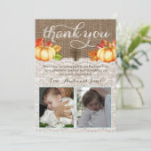 Herbstlaub-Taufe danken Ihnen für Jungenmädchen Dankeskarte (Stehend Vorderseite)