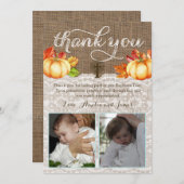 Herbstlaub-Taufe danken Ihnen für Jungenmädchen Dankeskarte (Vorne/Hinten)