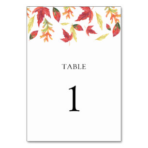 Herbstlaub - Tischnummer Hochzeit