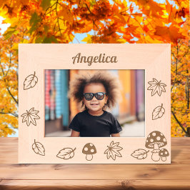 Herbstlaub Toadstol Pilze Individuelle Name 7x5 Geätzte Rahmen