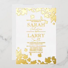 Herbstlaub Traditionelle Hochzeit mit edlem Gold Folieneinladung
