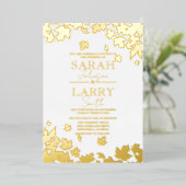 Herbstlaub Traditionelle Hochzeit mit edlem Gold Folieneinladung (Stehend vorne)