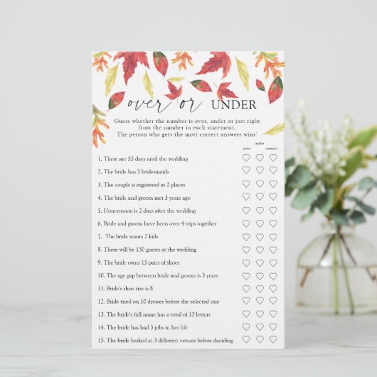 Herbstlaub - Über- oder unter Brautparty (Stehend Vorderseite)