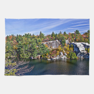 Herbstlaub um See Minnewaska Geschirrtuch