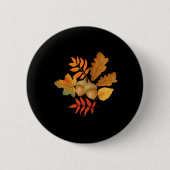 Herbstlaub und Acorns Herbstallhallo Herbst Thanks Button (Vorderseite)