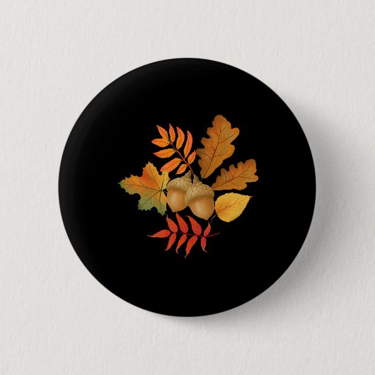 Herbstlaub und Acorns Herbstallhallo Herbst Thanks Button (Vorderseite)