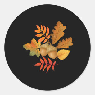 Herbstlaub und Acorns Herbstallhallo Herbst Thanks Runder Aufkleber