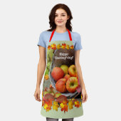 Herbstlaub und Äpfel, glückliches Erntedankfest Schürze (Getragen)