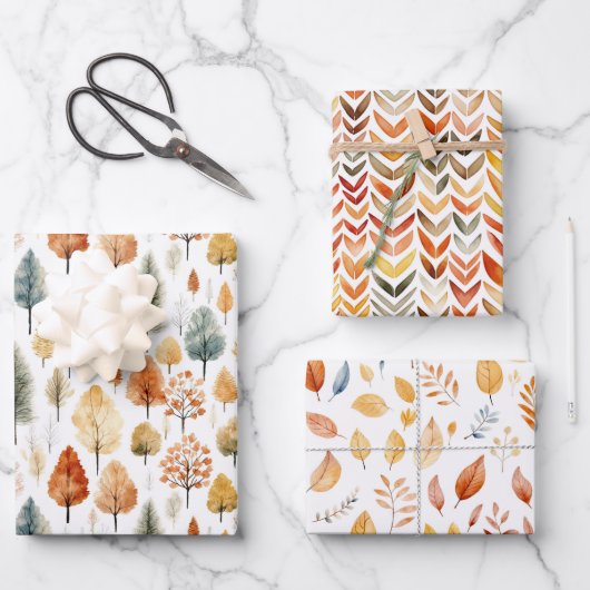 Herbstlaub und Bäume Wald Forst  Geschenkpapier Set (Vorderseite)