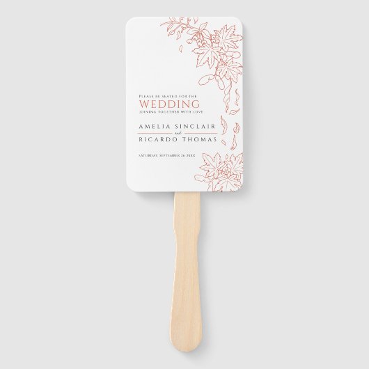 Herbstlaub und Beeren-Linie-Kunst Hochzeitsprogram Fächer (Vorderseite)