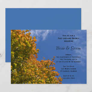 Herbstlaub und blauer Himmel Post-Wedding-Brunch Einladung