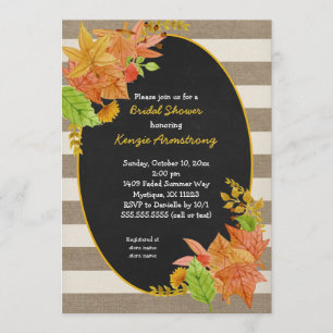 Herbstlaub und Burlap-Chalkboard-Brautparty Einladung
