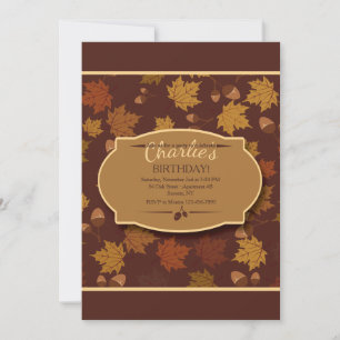 Herbstlaub und Eicheln Einladung