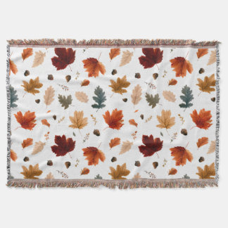 Herbstlaub und Eicheln Gewebte Wurfdecke Decke