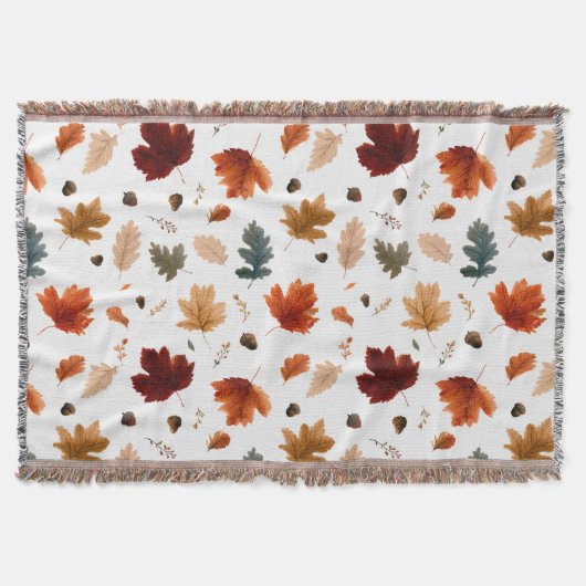 Herbstlaub und Eicheln Gewebte Wurfdecke Decke (Vorderseite)