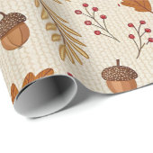 Herbstlaub- und Eicheln-Muster Geschenkpapier (Rolleneckpunkt)