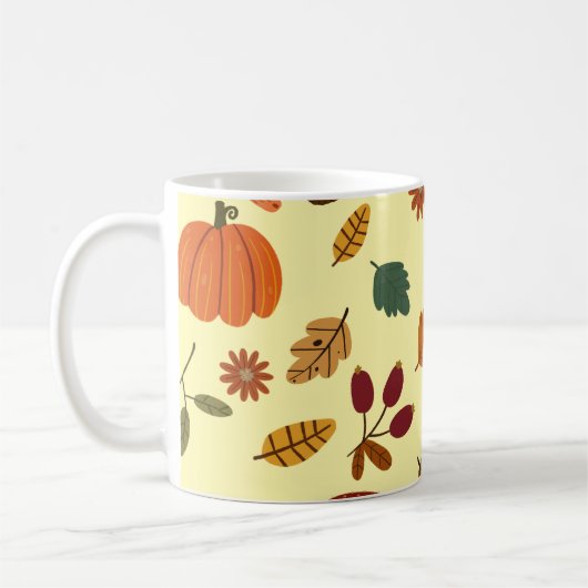 Herbstlaub und Erntemuster Kaffeetasse (Links)