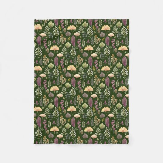 Herbstlaub und Farne Botanisch Fleecedecke (Vorderseite)