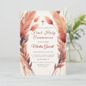 Herbstlaub und Feathers Girl First Heilige Kommune Einladung (Stehend Vorderseite)