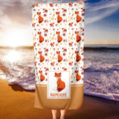 Herbstlaub und Fox Pattern Individuelle Name Strandtuch