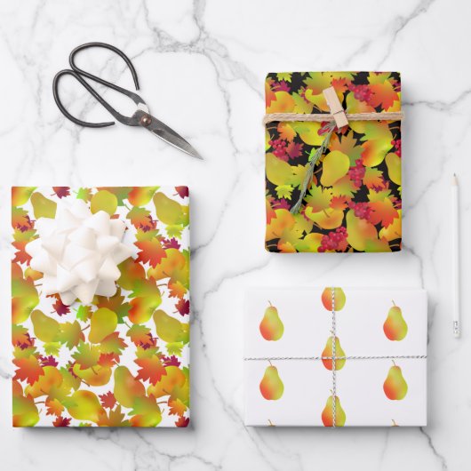 Herbstlaub und Fruchtumhüllungspapier Geschenkpapier Set (Vorderseite)