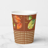 Herbstlaub und Gingham Pappbecher (Rechts)