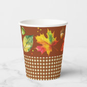 Herbstlaub und Gingham Pappbecher (Vorderseite)