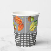 Herbstlaub und Gingham Pappbecher (Rechts)