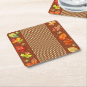 Herbstlaub und Gingham Rechteckiger Pappuntersetzer (angewinkelt)