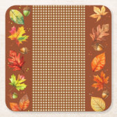 Herbstlaub und Gingham Rechteckiger Pappuntersetzer (Vorderseite)