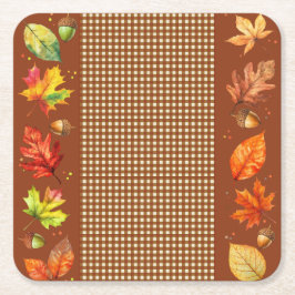Herbstlaub und Gingham Rechteckiger Pappuntersetzer