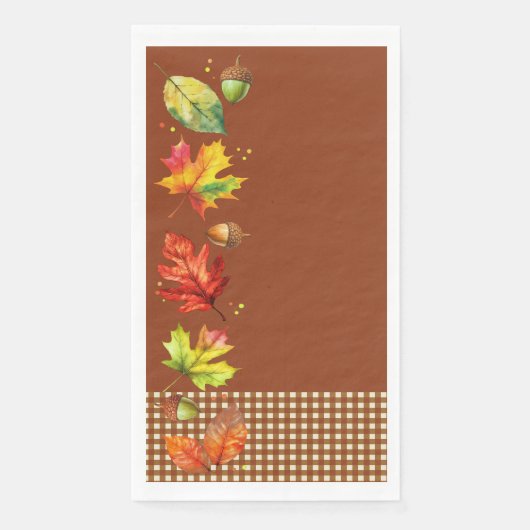 Herbstlaub und Gingham Serviette (Vorderseite)