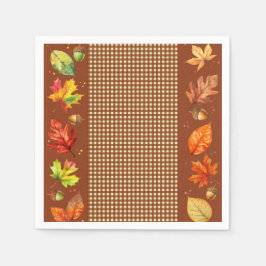 Herbstlaub und Gingham Serviette