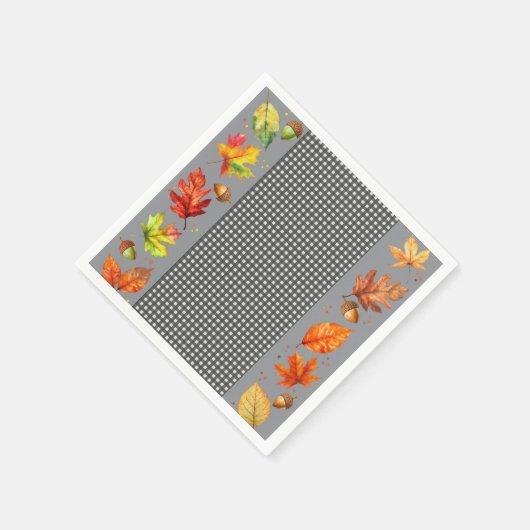Herbstlaub und Gingham Serviette (Ecke)