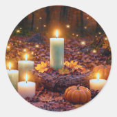 Herbstlaub und Kerzen Runder Aufkleber (Vorderseite)