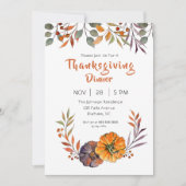 Herbstlaub und Kürbis Erntedank Einladung (Vorderseite)