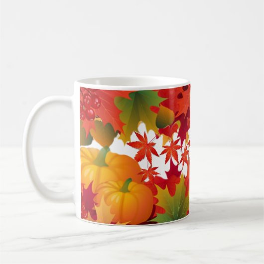 Herbstlaub und Kürbis Kaffeetasse (Links)